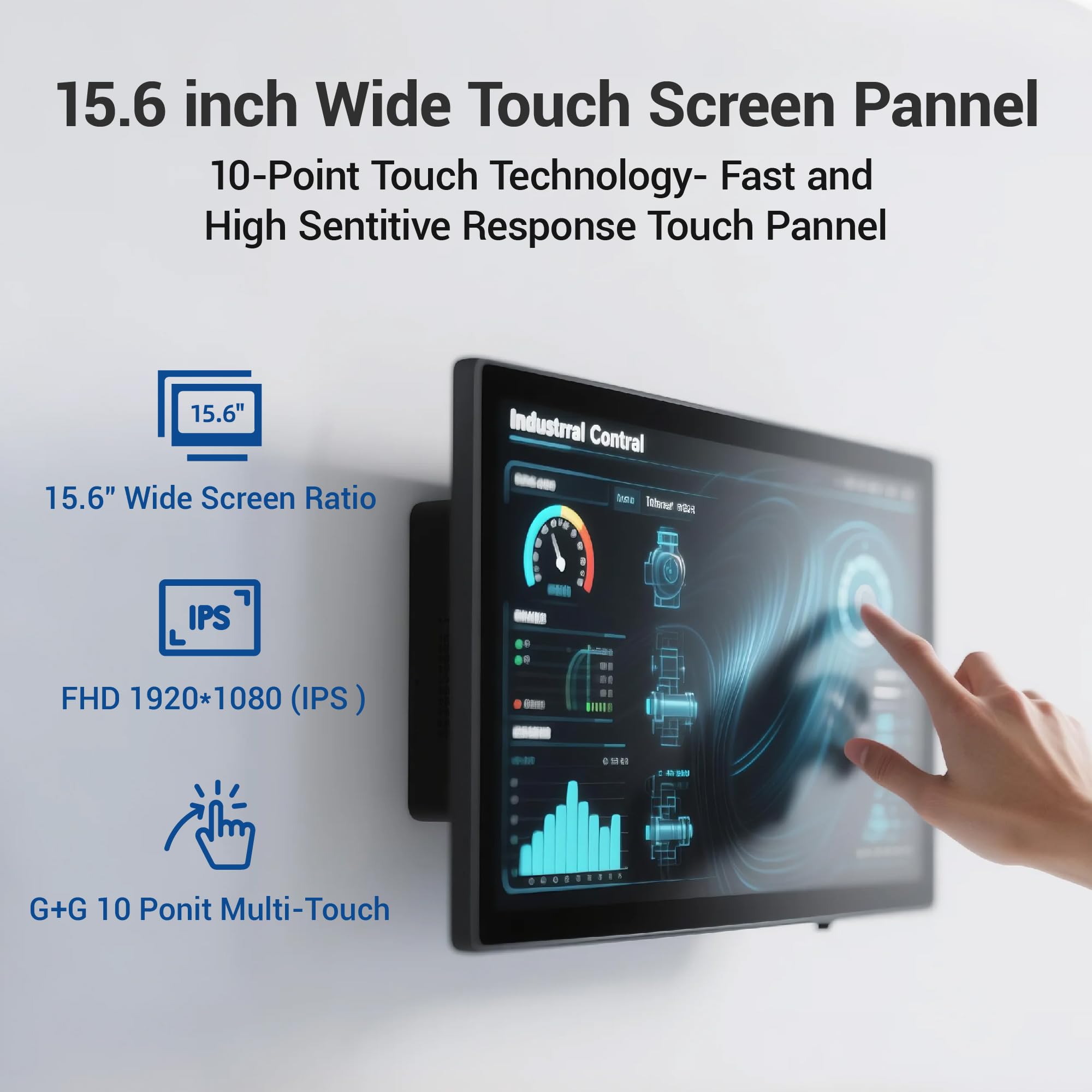 Industrie Panel PC-HEIGAOLAPC Embedded Industrie Touchpanel PC 15.6 Zoll, Industrielle Tablet Computer All in One Win11 Pro N5095 8GB RAM 128GB ROM, 1920*1080 IPS, 4xUSB3,0, 2xRS232, Type-C, HDMI, LAN