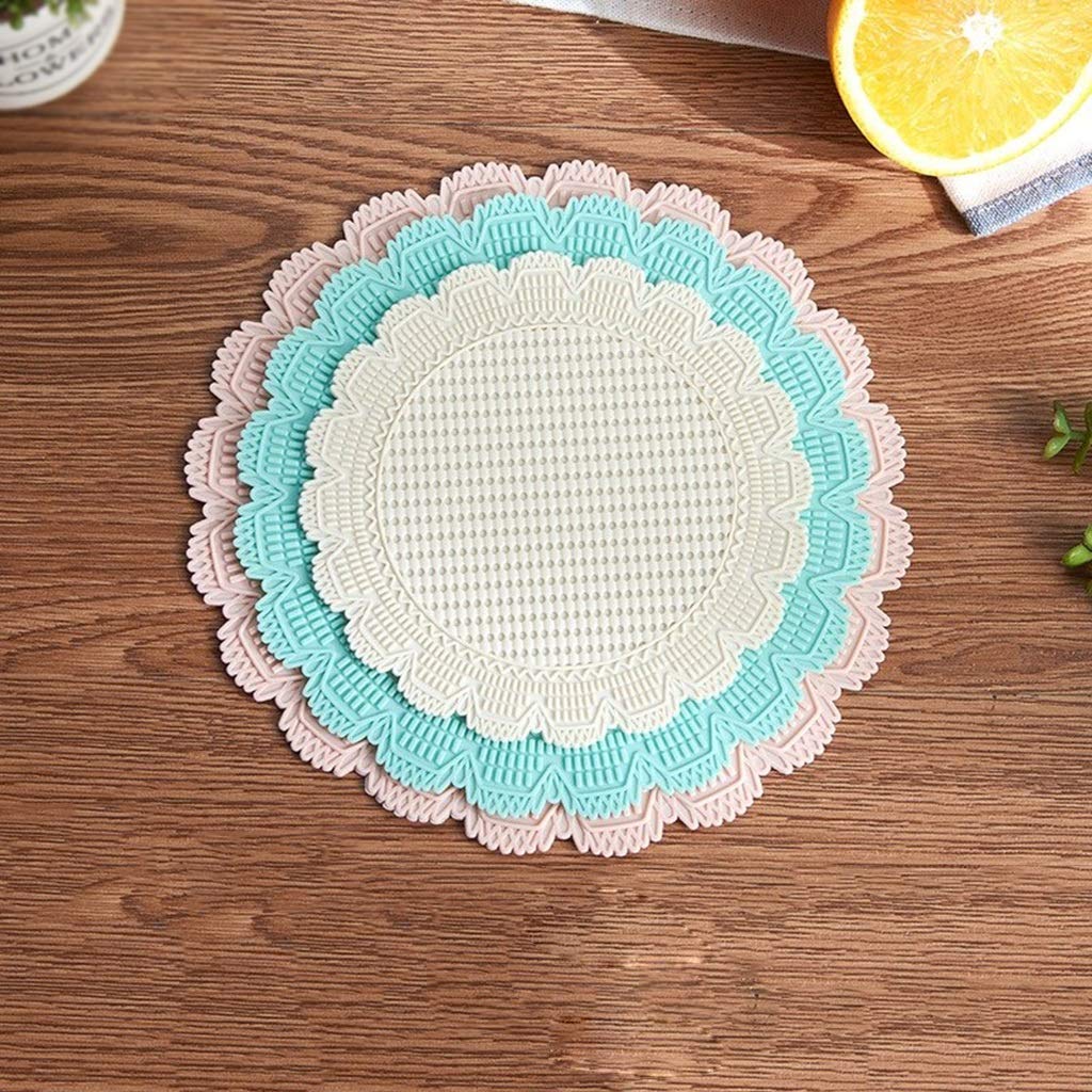 Juego de 6 manteles individuales de plástico, manteles individuales con forma de flor, tapete de mesa lavable, tapete de mesa de cocina, posavasos de oficina, tapete para estofado, manteles individual