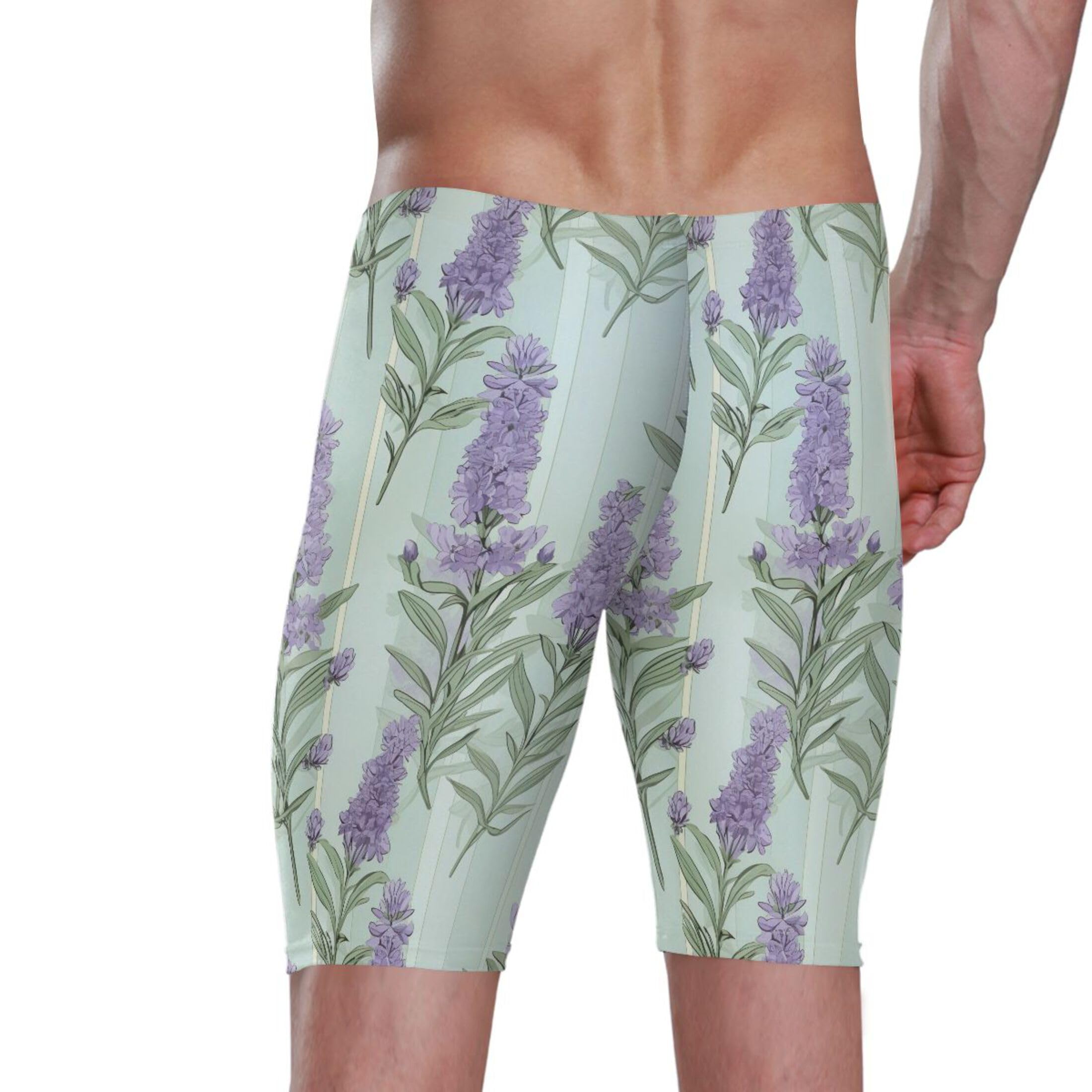 Purple Lavender Flower Men's Swim Jammers Racing & Training Swimsuit Fast, Flexible,Comfortable XXXL B0402085