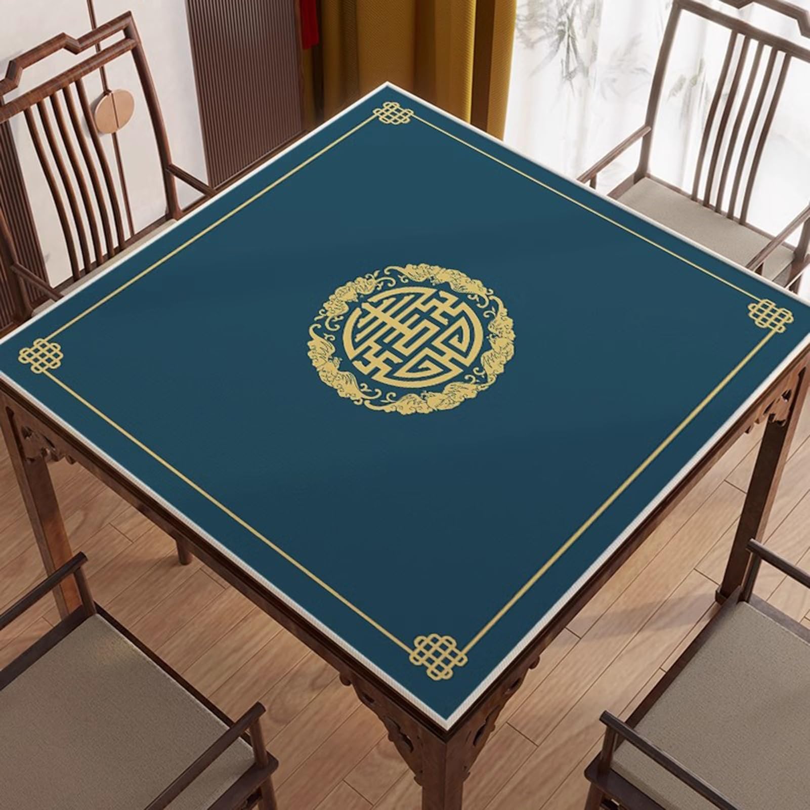 Tapete grande de Mahjong con bolsa de transporte negra, antideslizante y resistente al desgaste, mantel de mesa para Mahjong, Paigow, Poker, cartas y juegos de mesa (90 cm)