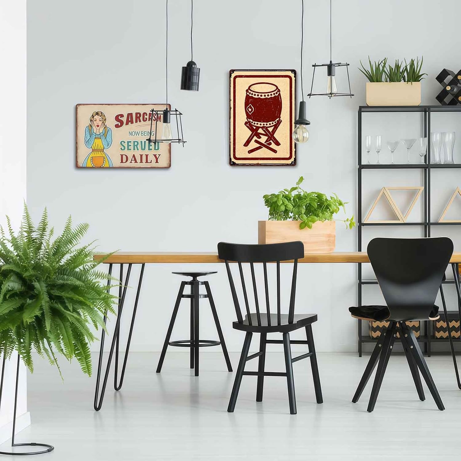 Retro Chinese Drum Metal Signs 8x12 Inch Music Room Wall Decor image 5