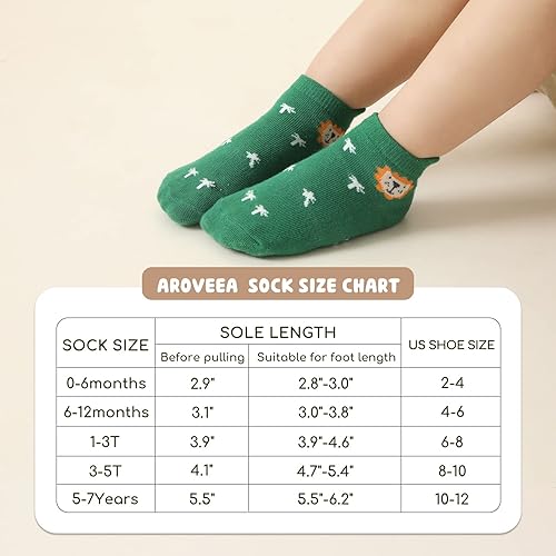 Miniatura 7 de Aroveea Calcetines antideslizantes para bebé, paquete de 12 calcetines para niños pequeños, niñas, niños, calcetines lindos de algodón para bebés