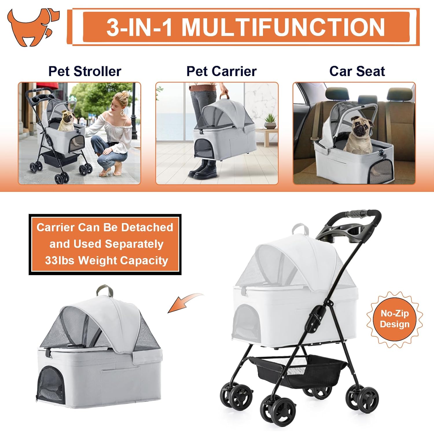 Discover the Ultimate 3-in-1 Pet Stroller: Comfort, Convenience, and Style!