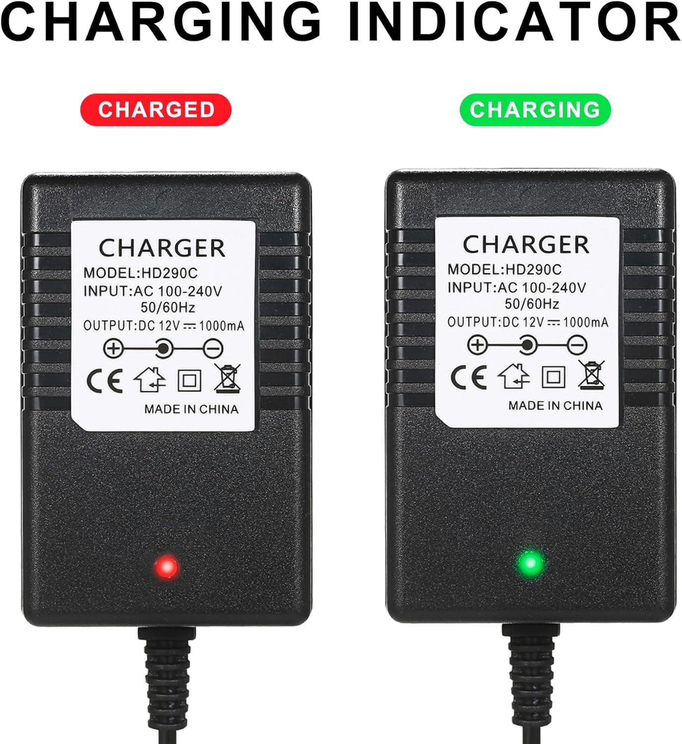 12v Battery Charger for Kids Ride on Car - 12V 1000mA Charger for Kidzone Bumper Car, Charger for Best Choice Products Jeep,Class 2 Power,12v Battery Charger for Kids Electric Car Toys