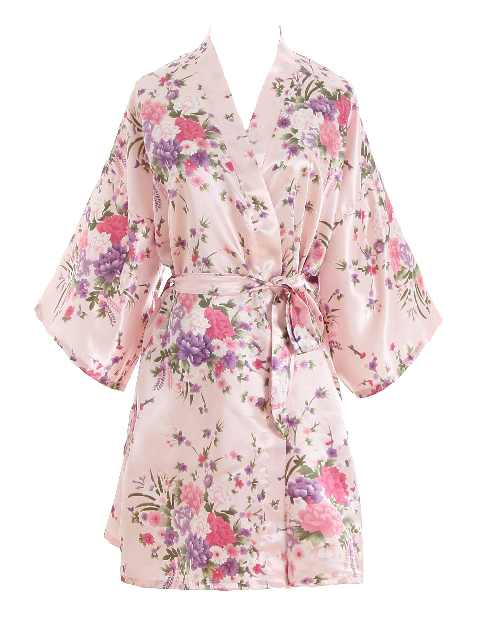Peony Floral Silk Kimono Robe Bride Bridal Bridesmaid Robes Dressing Gown Housecoat Bathrobe for Women