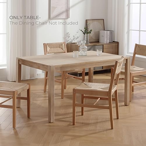 Miniatura 6 de Mesa de comedor de granja de 59 pulgadas, mesa de cocina de madera maciza, mesa grande y resistente para desayuno, para sala de estar, comedor,