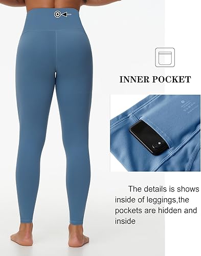 Miniatura 54 de Dragon Fit - Pantalones de yoga de compresión con bolsillos interiores, pantalones deportivos de cintura alta con control de abdomen, leggings
