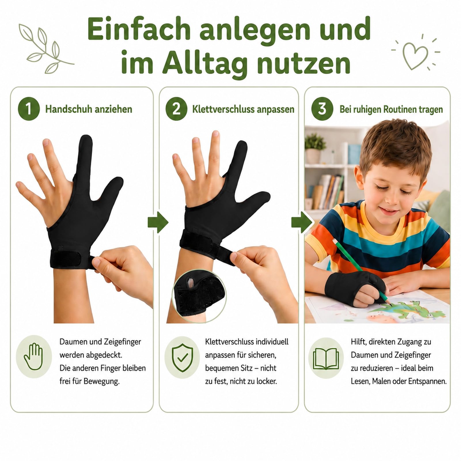 4 unidades de guantes de compresión para niños que dejan de chupar los pulgares para niños de 5 a 13 años. (#5)