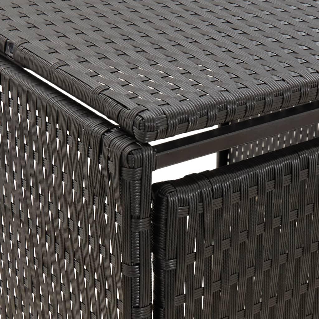 vidaXL Abri pour Poubelle Triple Noir 207x80x117 cm Résine tressée, Stockage de Poubelle à Roue Unique, Couvercle pour Poubelle, abri pour Poubelle à Roue Unique