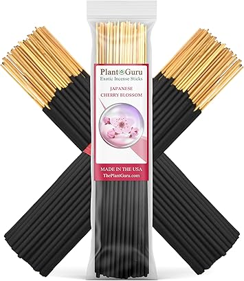 Japanese Cherry Blossom Exotic Incense Sticks 7 Inch - Bulk 1 Bundle 85 to 100 Sticks - Natural 7" Long Lasting Aroma That Burns for 30 to 45 Minutes.