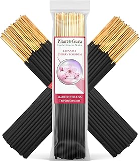 Japanese Cherry Blossom Exotic Incense Sticks 7 Inch - Bulk 1 Bundle 85 to 100 Sticks - Natural 7" Long Lasting Aroma That Burns for 30 to 45 Minutes.
