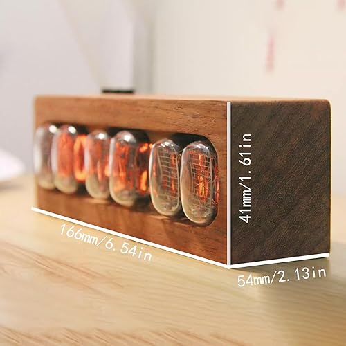 Miniatura 2 de Tubo de reloj creativo chino retro africano pera roja DIY ornamento de madera Cyberpunk, reloj inteligente Nixie, reloj de tubo digital