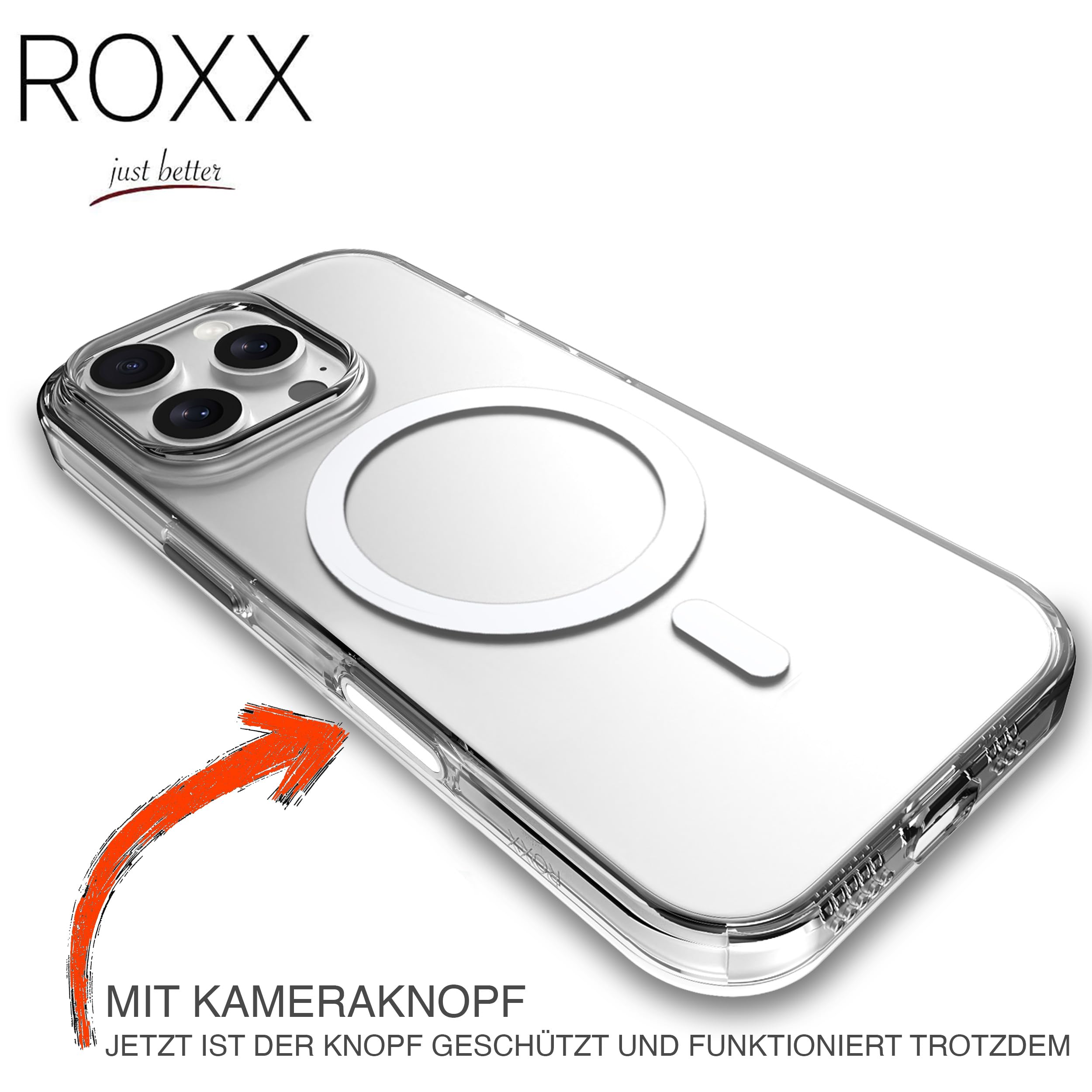 Roxx Custodia Trasparente Per IPhone 16 Pro – Con Pulsante Fotocamera E Magnete MagSafe – Anti-ingiallimento
