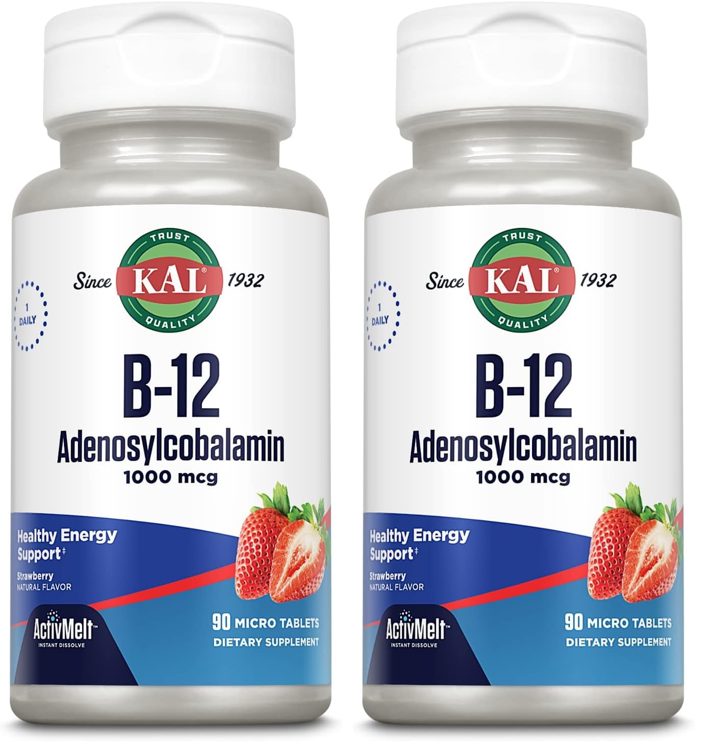 KAL Vitamin B12 1000 mcg as Adenosylcobalamin - Active Form of B12 Vitamins - B 12 Supports Cellular Energy, Nerve Function, Red Blood Cell Production - Natural Strawberry Flavor - 90 ActivMelts — Amazon image 7