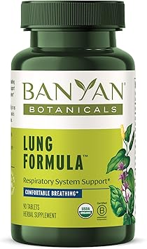 Banyan Botanicals Lung Formula Organic Respiratory Support for Lung Health Plant-Based Blend with Licorice, Tulsi Leaf, and Other Lung Health Herbs 90 Tablets Non GMO Fair for Life Vegan