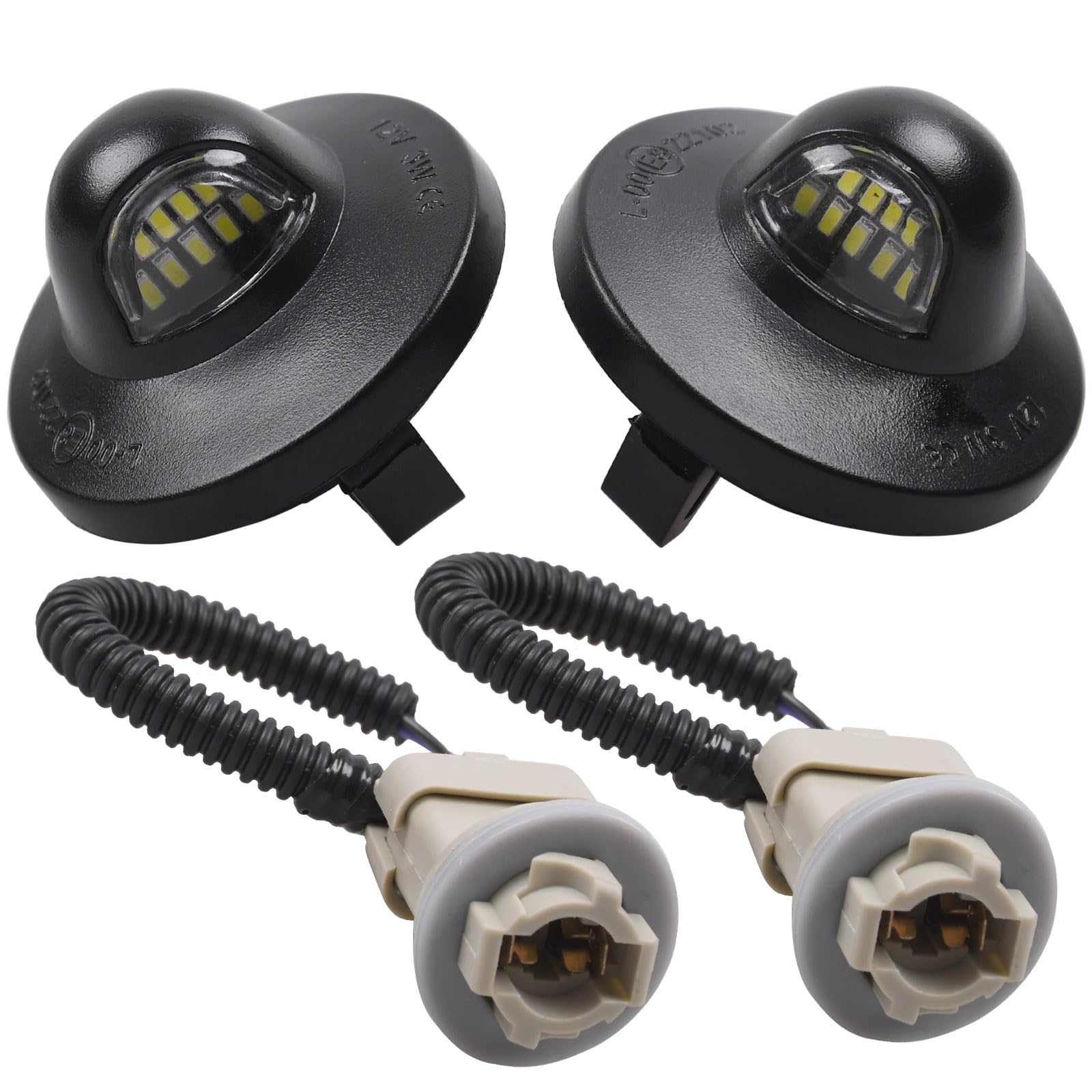 LED License Plate Light with Socket Wiring Harness Plugs Replaces Ford F150 F250 F350 F450 F550 Superduty Ranger Explorer Bronco Excursion Expedition,6500K White(2PCS)