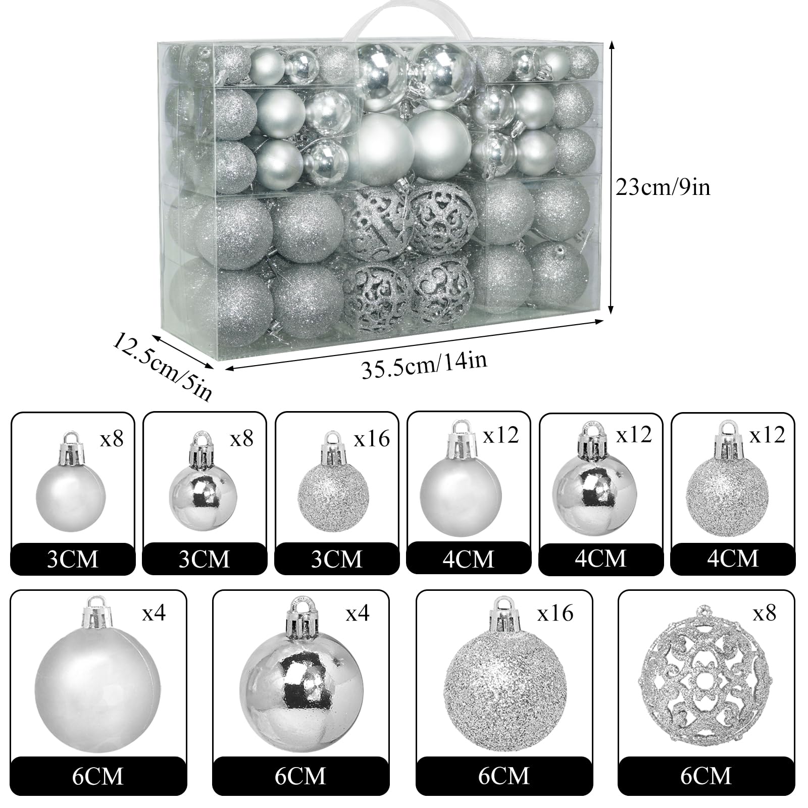 ZFYQ 100Pcs Christmas Tree Baubles, Hanging Baubles 3/4/6 cm - Image 3