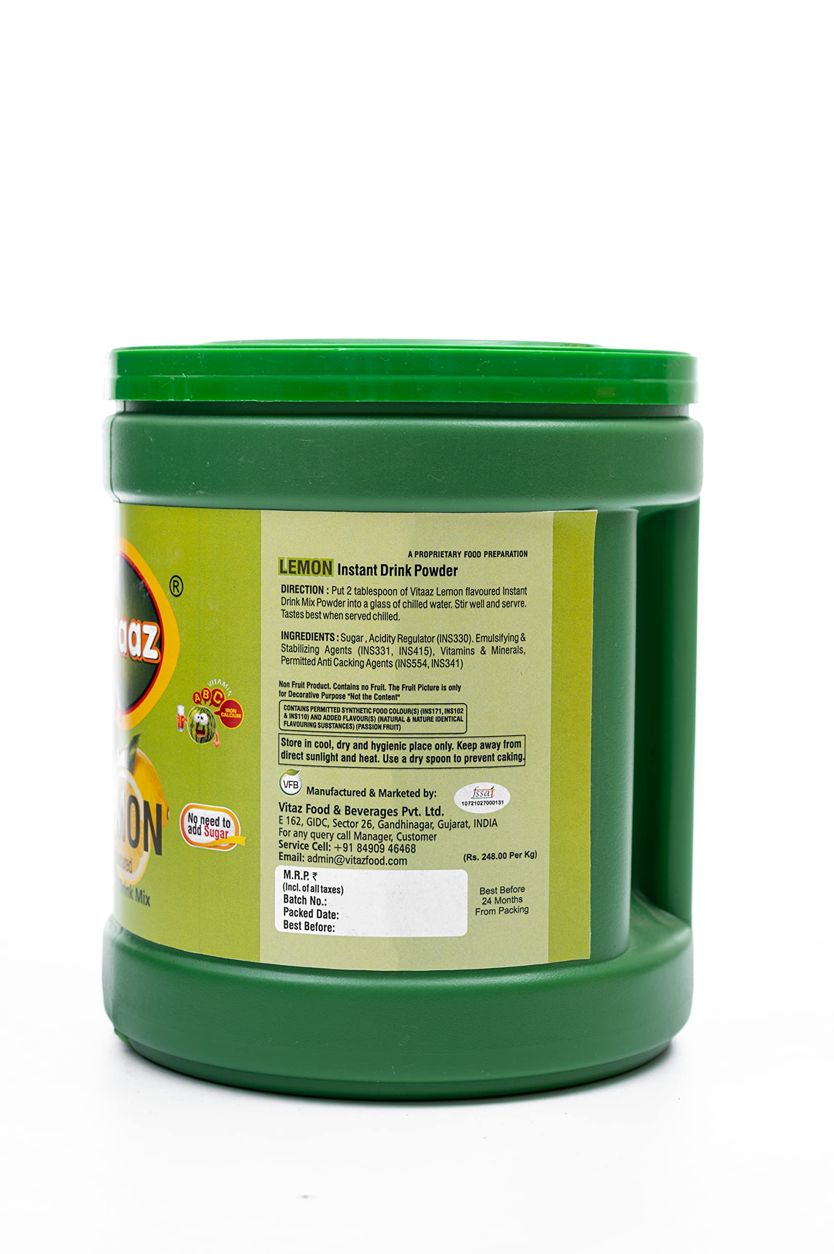 VITAZ Instant Fruit Drink Powder - HDPE Lemon 2.5 Kg Jar : Amazon