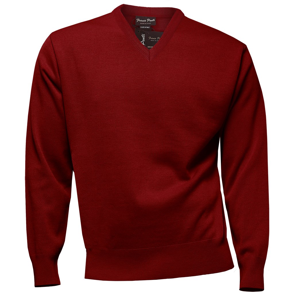 Gabicci Plain V-Neck Sweater (XL, Red)
