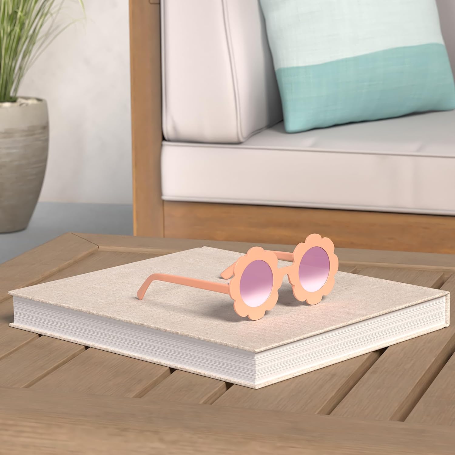 20 Pieces Round Flower Sunglasses Girls Flower Shaped Sunglasses Cute Outdoor Beach Eyewear for Kids - Image 2