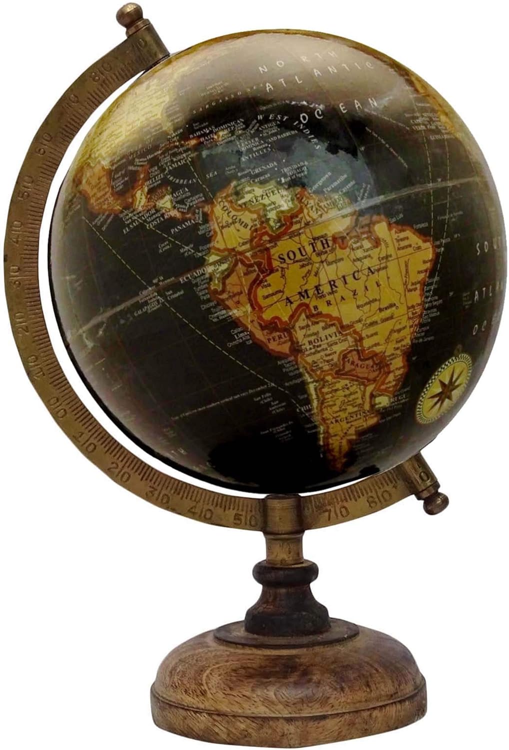 Desktop Rotating Globe World Earth Black Ocean Geography Table Décor 11.7"