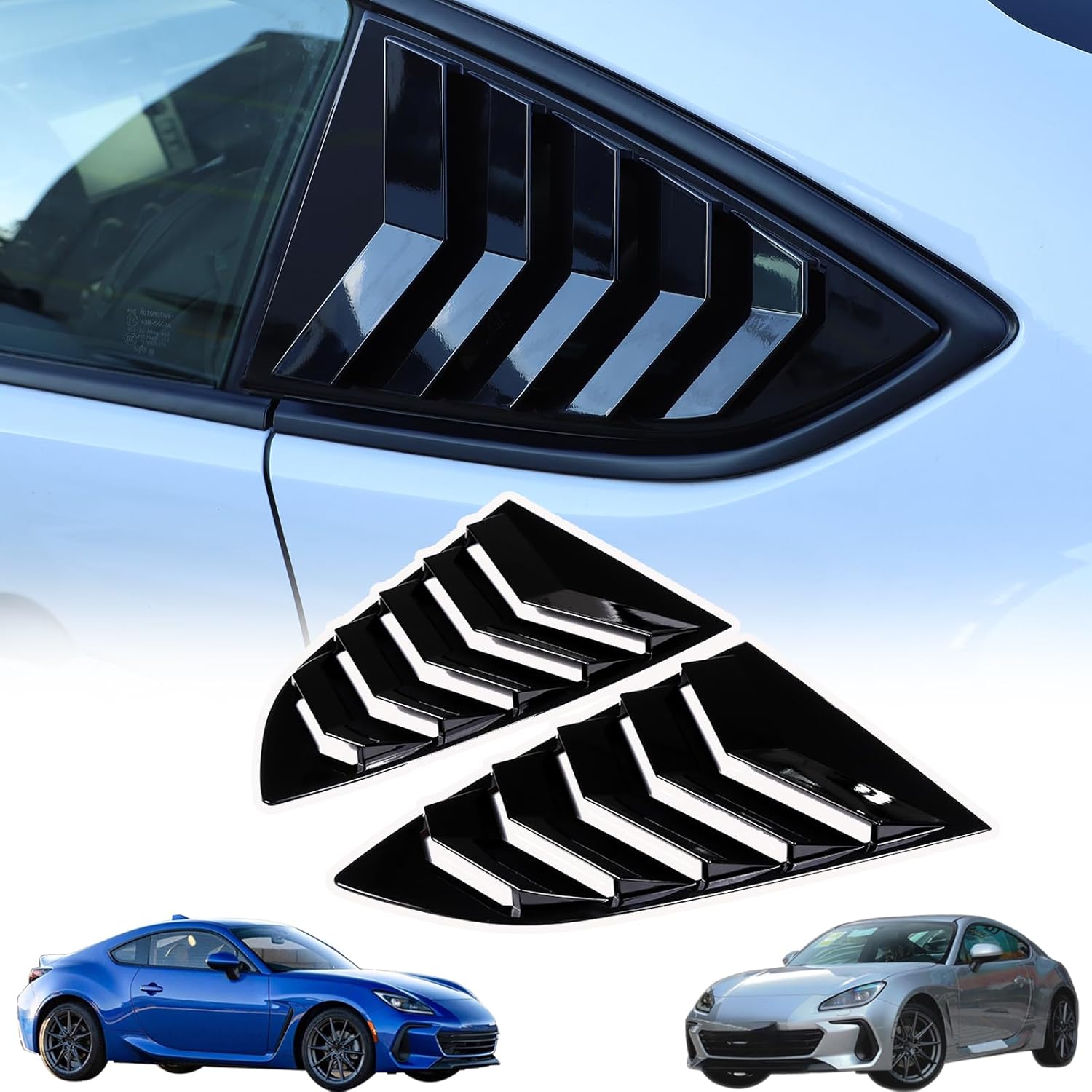 Window Louvers Air Vent Grill Trim Compatible with Subaru BRZ ZD8,Toyota 86 GR86,Scion FR-S 2022-2025,Rear Side Window Louver Scoop Sun Shade Cover,ABS Plastic 2PCS (Piano Black)