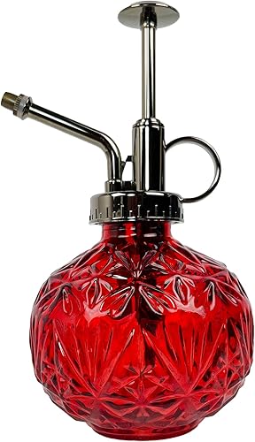 REFFU Botella rociadora para plantas de vidrio Mister de 6.3 pulgadas de alto, rociador de plantas vintage, rociador de plantas, regadera con bomba