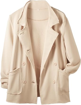Ainangua Classic Trench Coats for Women Double Breasted Blazer Fleece Peacoat Jackets Essentials Fall Winter CoatKhaki,L