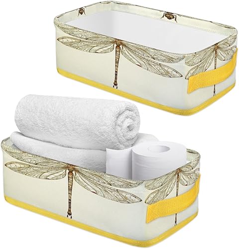 Miniatura 4 de Dragonfly - Cestas de inodoro doradas plegables para baño, organizador duradero y multiusos para cocina, sala de estar y armario ()