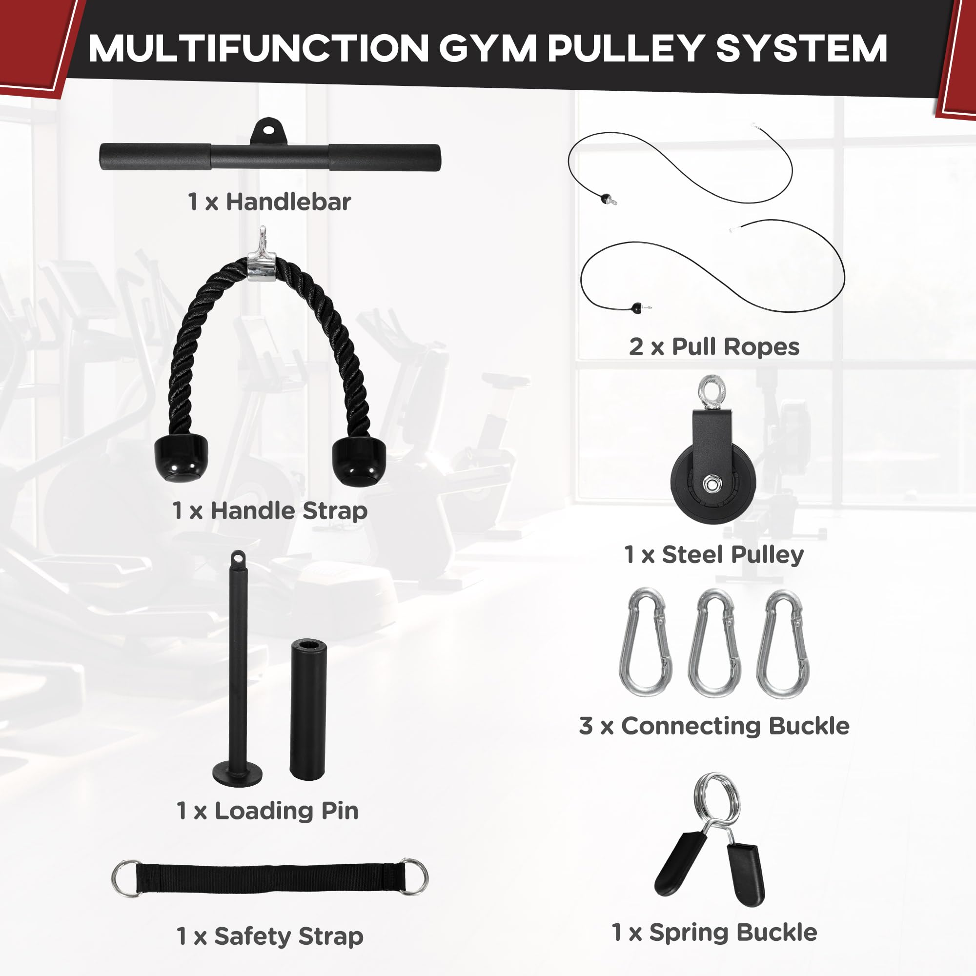 SPORTNOW System koła pasowego maszyny linowej, system Lat Pull Down z obciążeniem DIY do domowej siłowni, bicepsów, treningu ramion i pleców