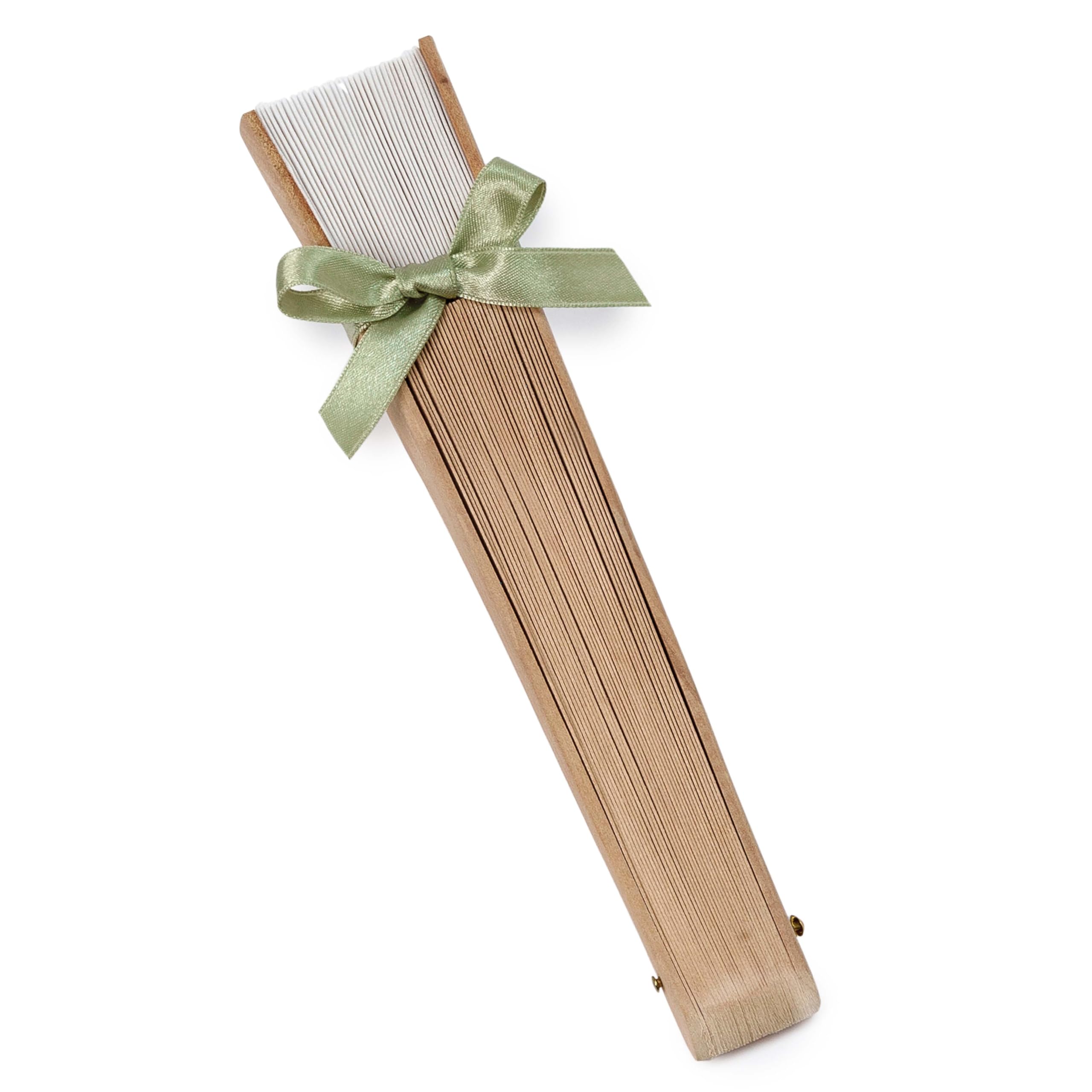 Mopec Verde WA3 Pack de 6 Abanicos Blancos de Madera Natural Adornado Lazo, Normal