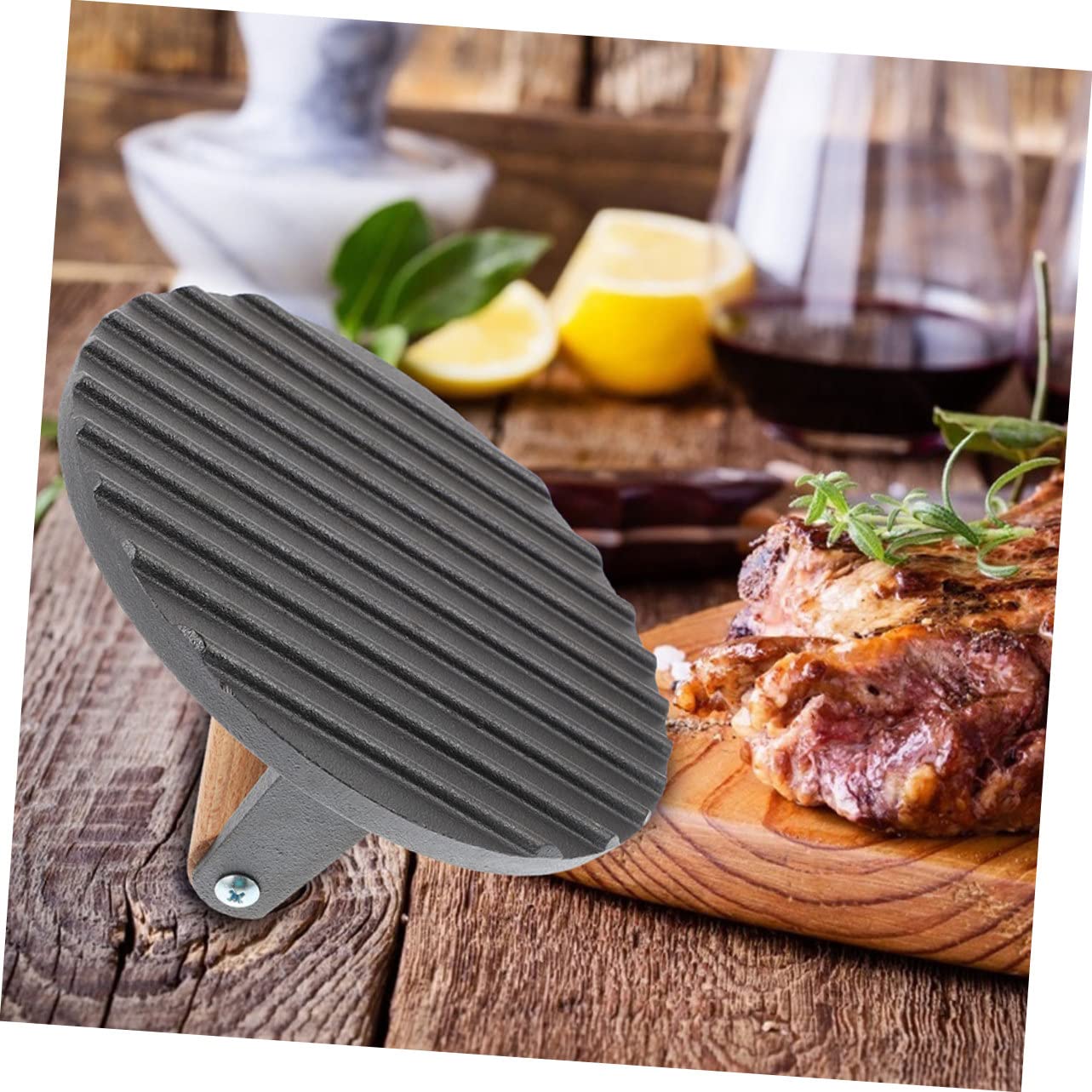 Prensa de Carne de Hierro Fundido Redonda Molde para Hamburguesas Caseras Herramienta Ergonómica para Asar y Cocinar Prensa Manual Compacta para Moldear Carne Casa