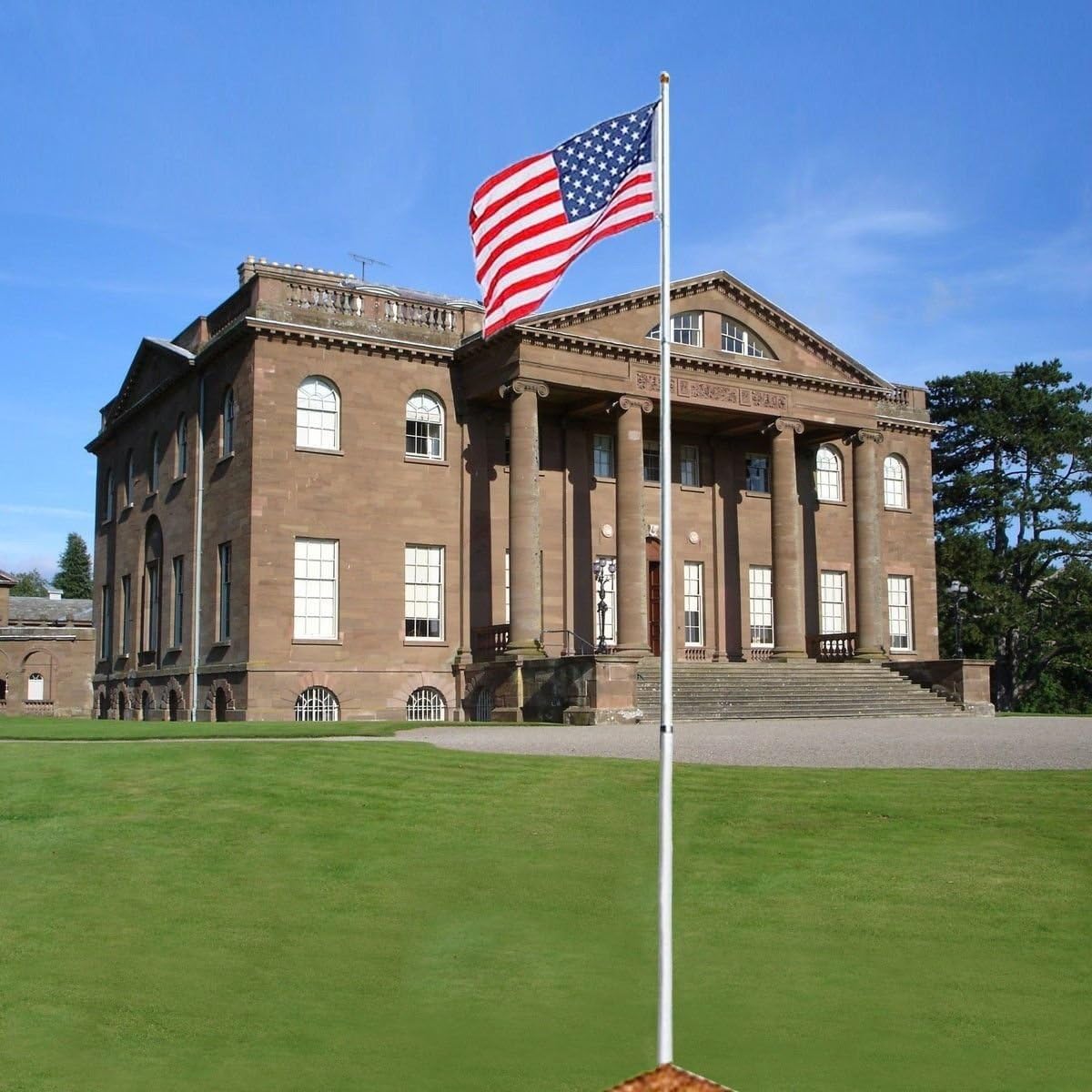 VINGLI 20FT Telescopic Upgraded Aluminum Flagpole,Upgarded Thick Tube Halyard Flag Pole Durable Kit Free 27~33mph 3'x5' USA American Flag Fly 2 Flags, for Outdoor Residential Garden Gazebo