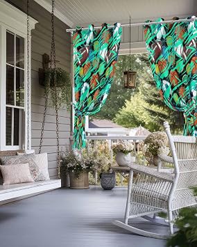 Outdoor Curtains for Patio, Sports Theme Waterproof Blackout Curtain for Porch/Pergola/Gazebo, Funny Abstract Football Rugby Basketball Thermal Insulated Drapes for Cabana, 1 Panel, 54 x 84 Inch