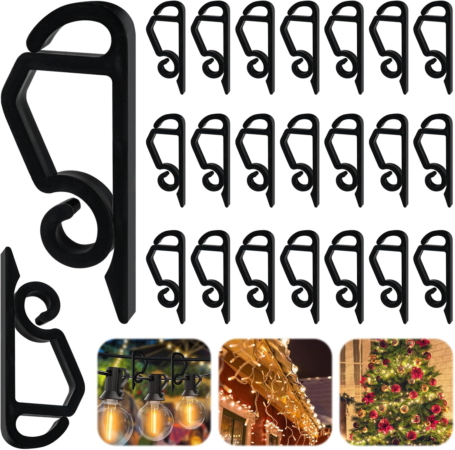 Openfly 160Pcs Christmas Light Clips, White Outdoor Gutter Hooks Weatherproof Christmas Light Hangers Outdoor Light Clips for String Lights Holiday Light Clips for Christmas Decoration