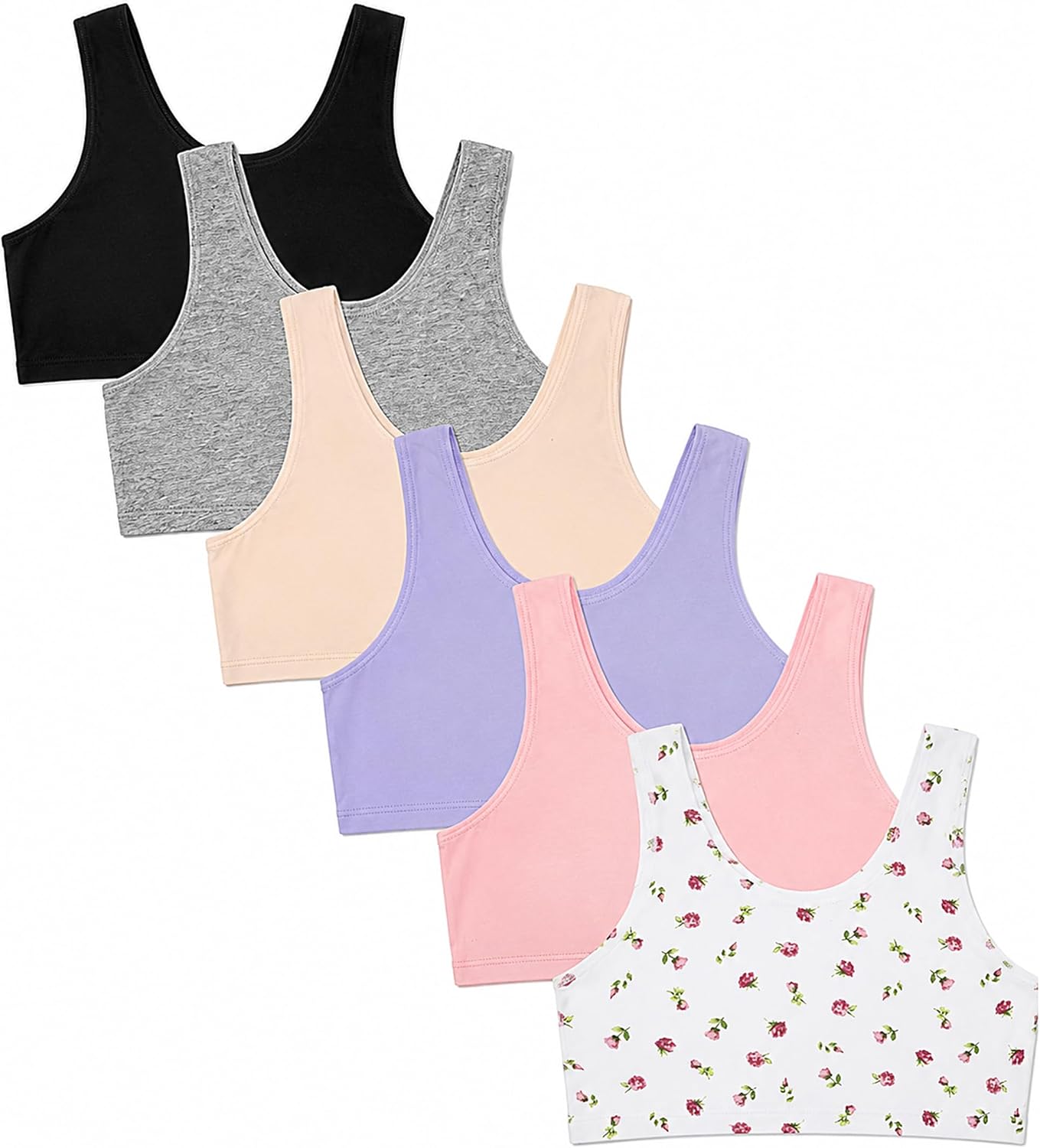 Fruit of the Loom Girls' Cotton Stretch Built-Up Sports Bra Multi-Pack