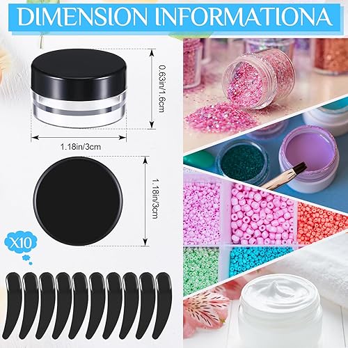 Miniatura 2 de Uiifan 240 recipientes de plástico vacíos de 0.11 oz para muestras con tapas y espátulas, pequeños tarros de cosméticos redondos transparentes con
