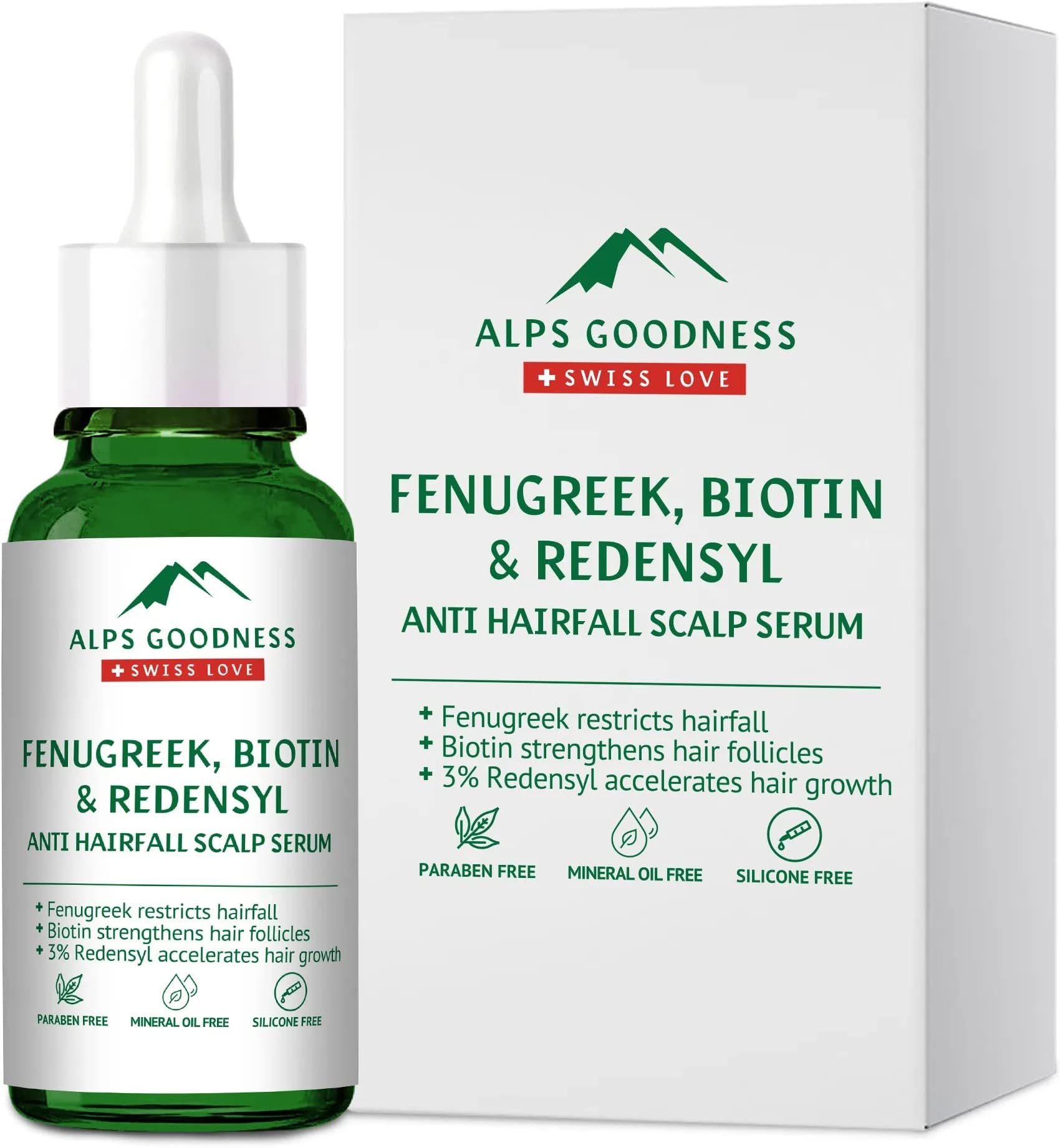 Alps Goodness Fenugreek, Biotin & 3% Redensyl Anti Hairfall Scalp Serum 30 ml | Hair Strengthening Scalp & Hair Serum For Hair Breakage & Loss | No Parabens, Sulphates, Silicones & Mineral Oil