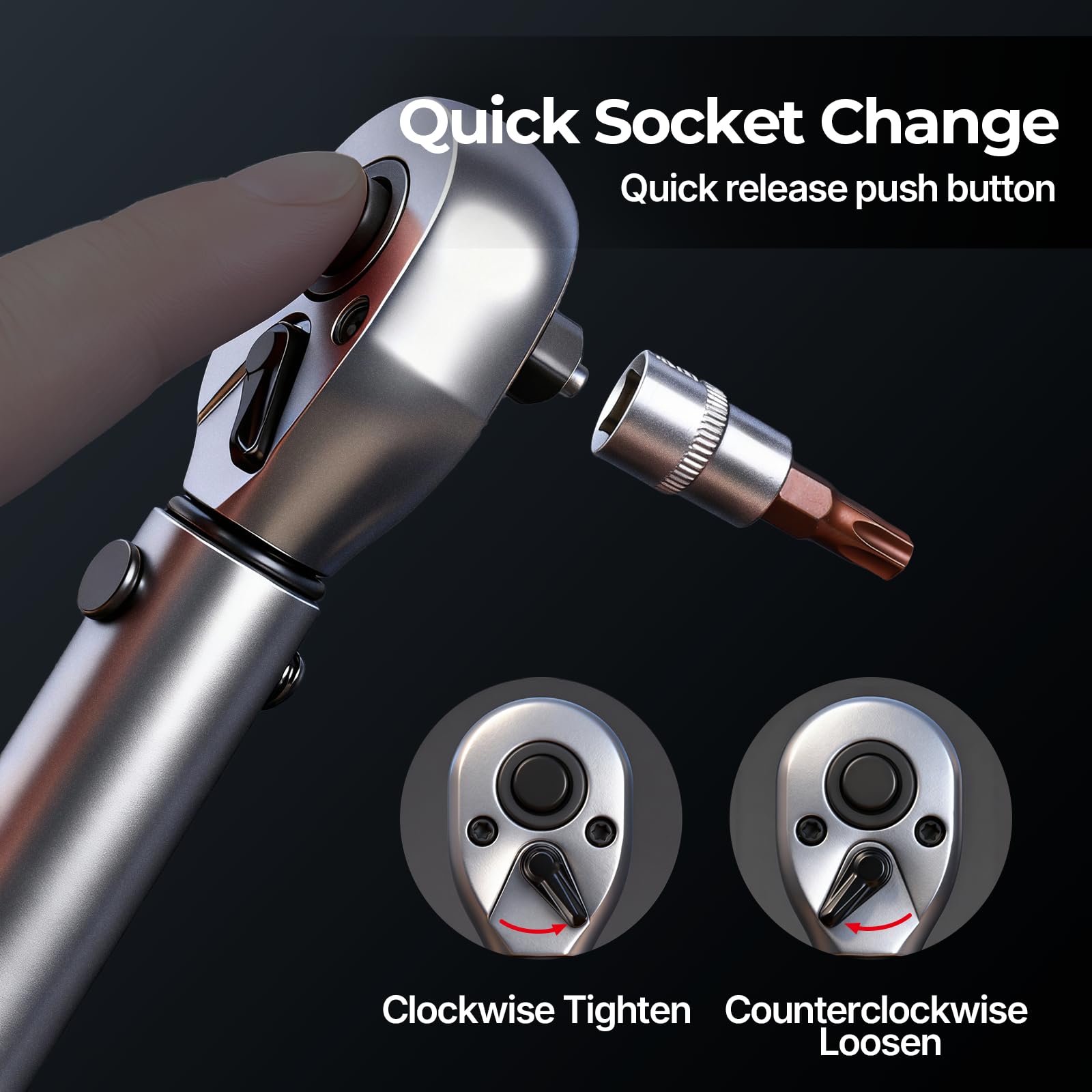 BLUEMARS Set di 33 chiavi dinamometriche da 0,6 cm, 2-24 Nm, piccolo strumento di riparazione per biciclette con cricchetto a 72 denti, precisione ± 3%, include barra di estensione e punte in acciaio
