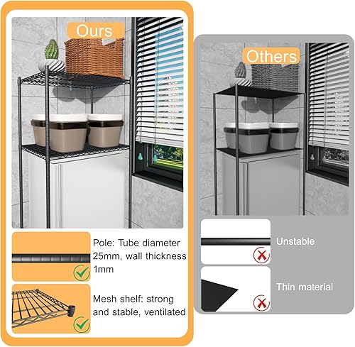 Miniatura 6 de Mini estante para nevera, altura ajustable, soporte para microondas, sobre mini estante de almacenamiento para el hogar, oficina, dormitorio,