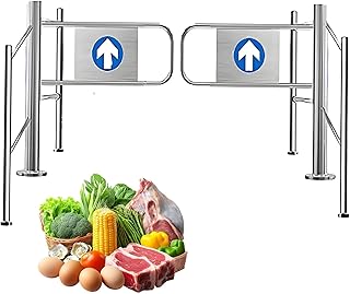 スーパーマーケット用自動閉鎖式安全ゲート、片道金属製スイングドア、出入口装置付き両開きドア、人通りの多い場所の安全バリア、出入口保護ソリューション 110x97cm