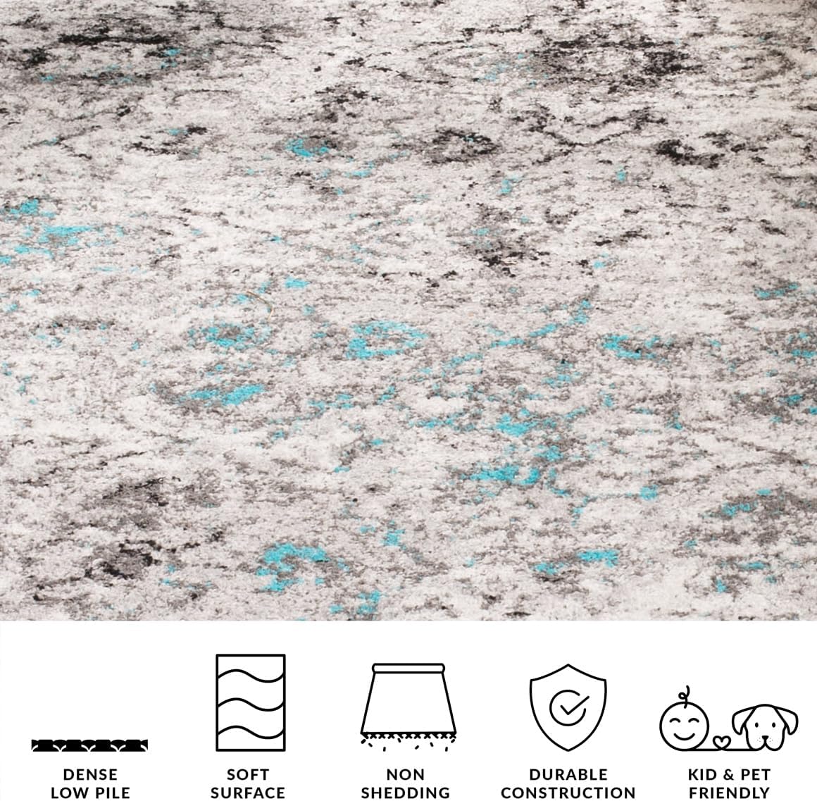 SAFAVIEH Area Rug 8x10 - Adirondack Collection - Large - Grey & Black, Distressed Design, Non-Shedding & Easy Cleaning, Ideal for Living Room, Bedroom, Office, Dining Space (ADR135C)