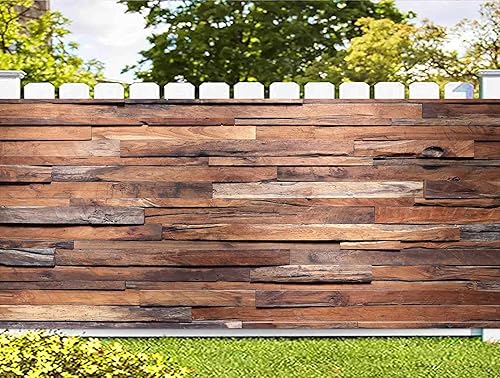 Miniatura 2 de Telón de fondo de madera de 16 x 7 pies para puerta de garaje, decoración de pancartas para decoración de pared de madera marrón rústico para