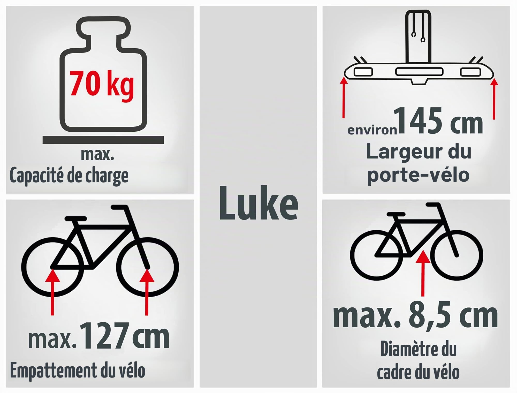 EUFAB 11514 Porte basculant pour 4 vélos, Gris