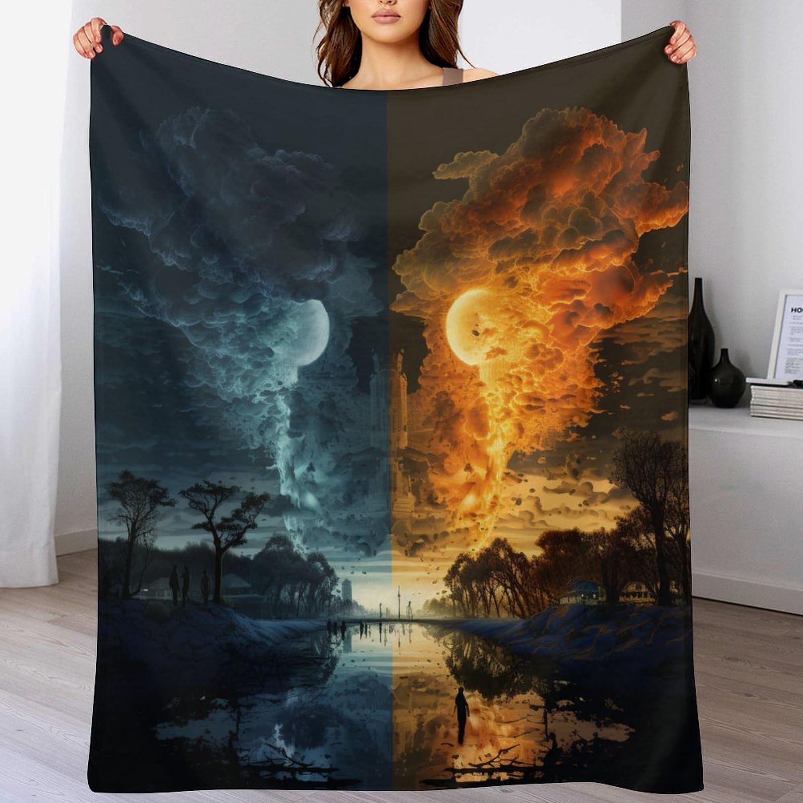 Plaid couverture flannel paysage fantastique douce et résistante pour jeté de canapé lit