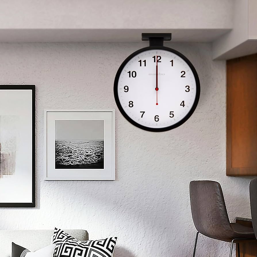 値下げ！！！両面電波掛け時計 manbo 無音 MANBO-SB 両面壁掛け時計