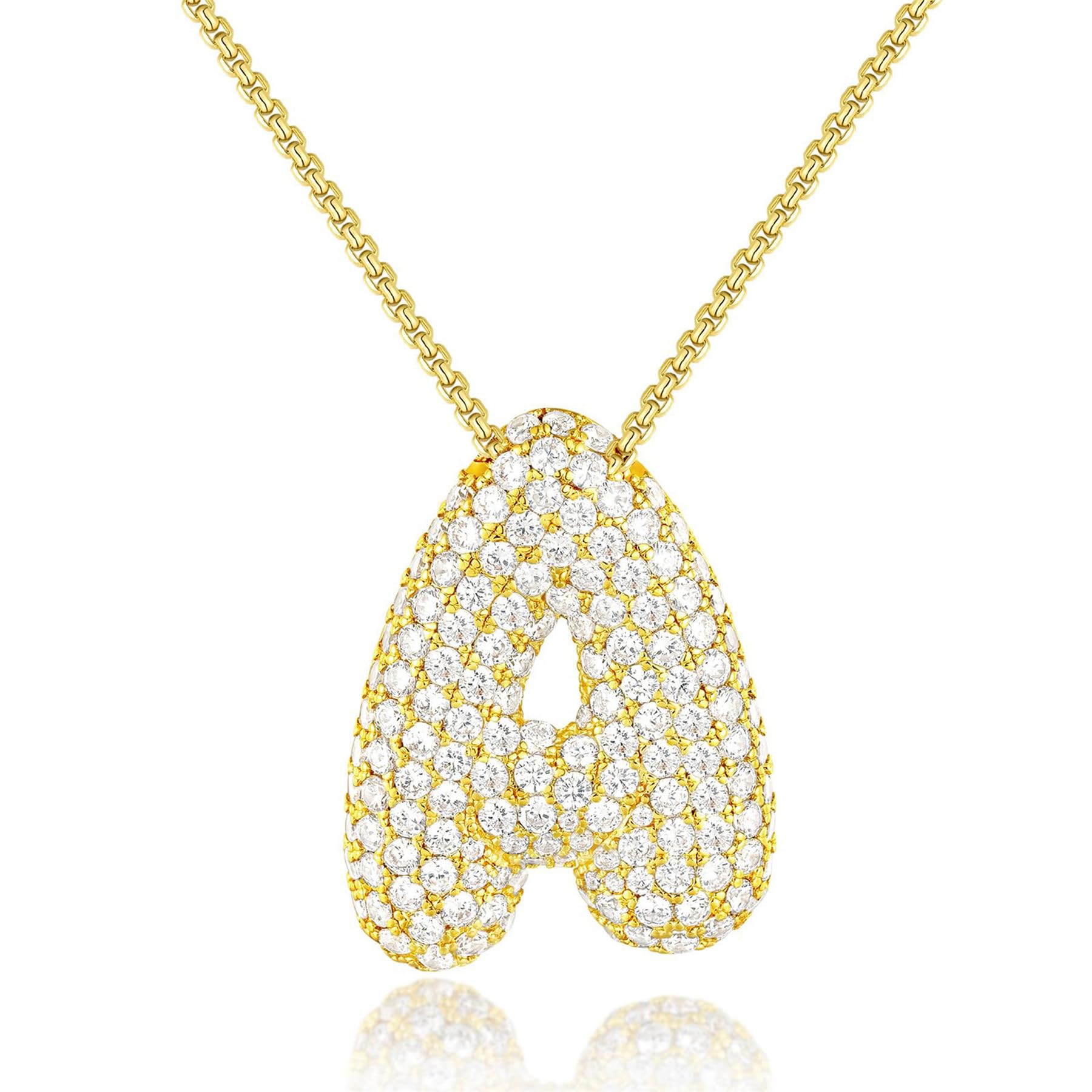 Collana Iniziale Dorata AMBERTA - Pendente Lettera Bubble Placcato Oro 18K - Foto 5