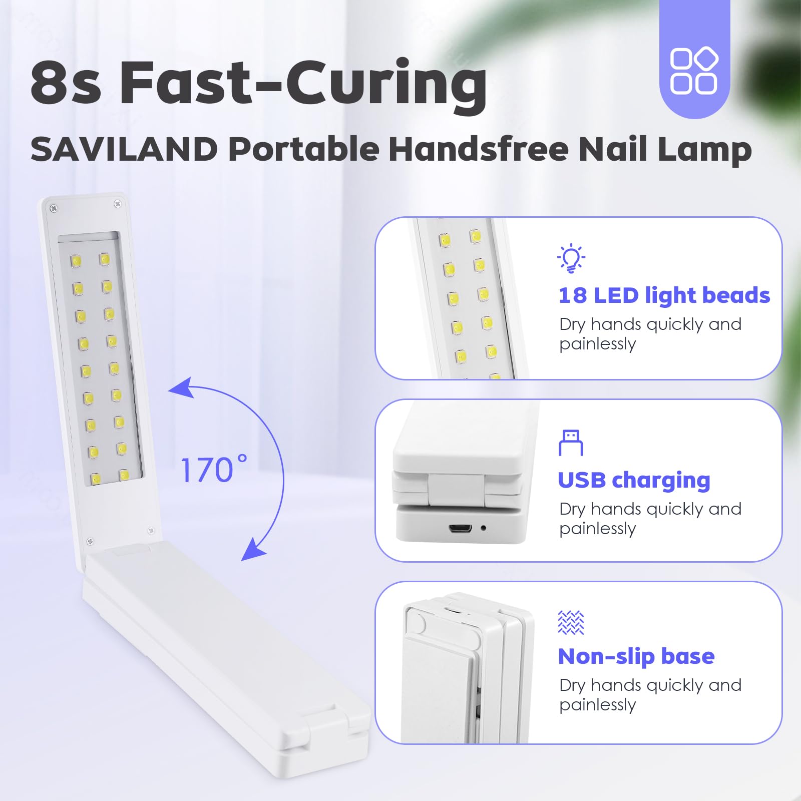QCXWCJWD UV Light for Resin Curing Wireless Rechargeable UV Resin Light, Foldable Blacklight Ultraviolet LED Lamp - Image 3
