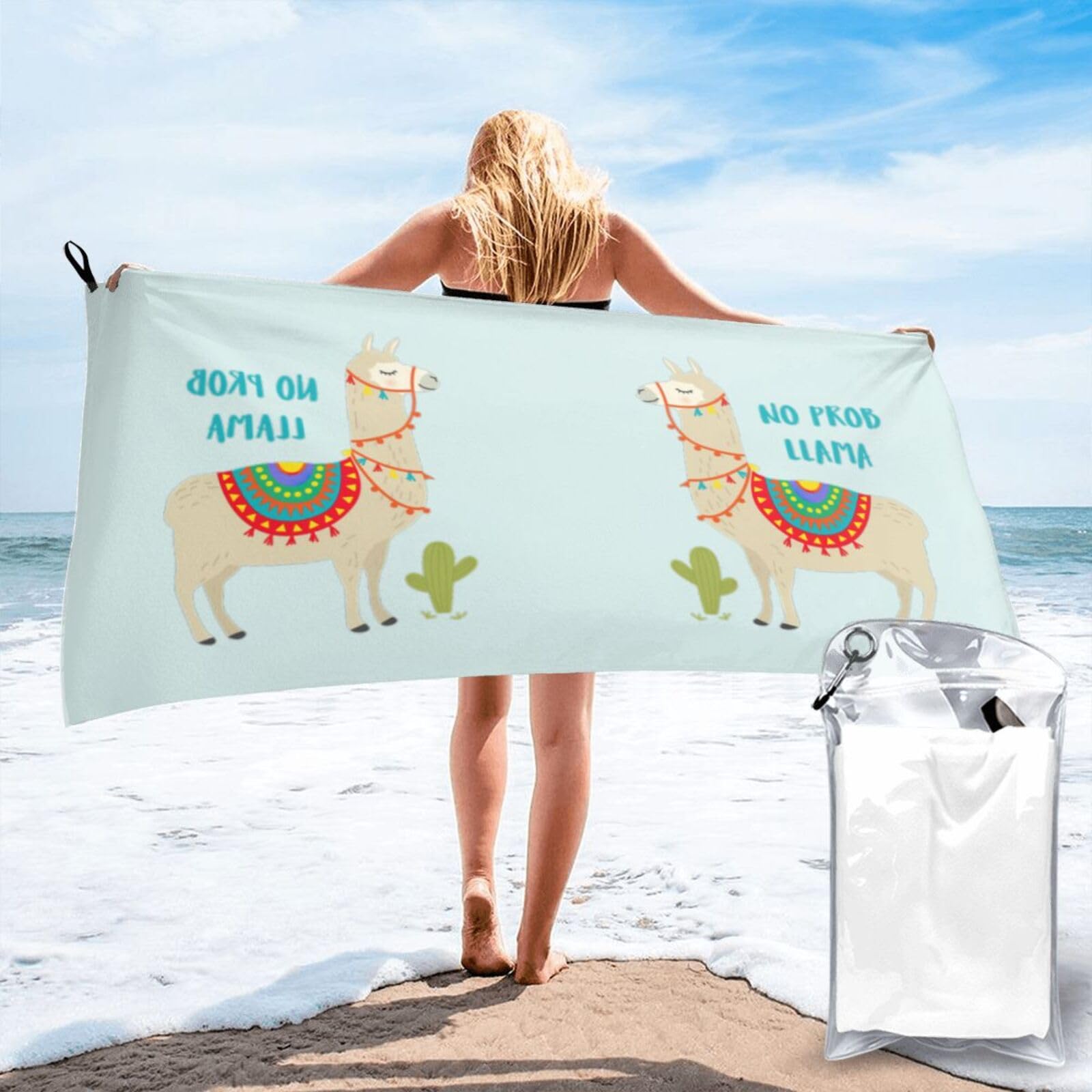 Toalla de piscina grande y suave con estampado de cactus para gimnasio y spa