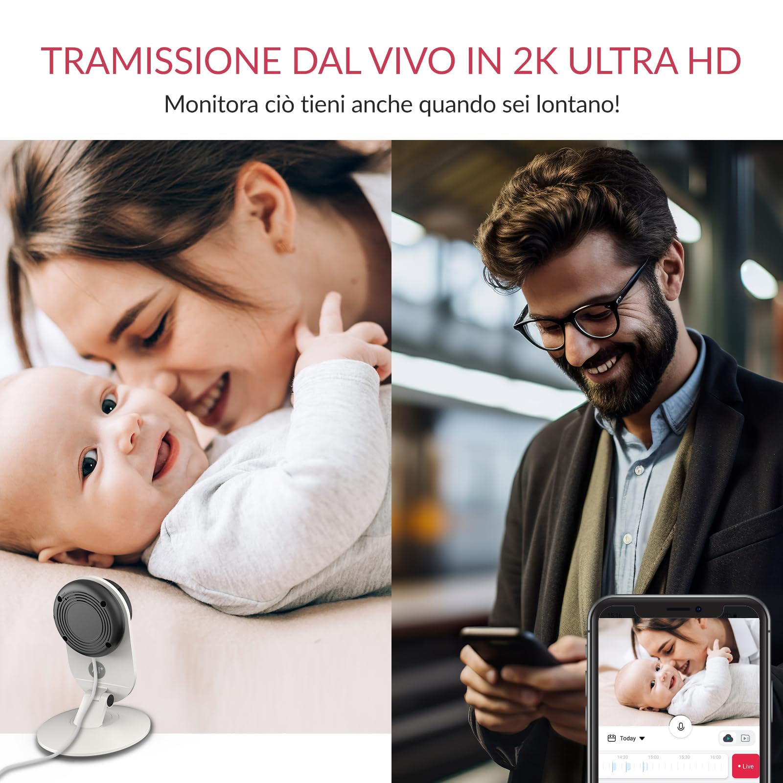 YI Telecamera WiFi Interno PRO 2K Home Camera,Notifiche in Tempo Reale,Supporta 2.4GHz,Rilevamento Movimento,Compatibile con Alexa e google assistant,3MP Videocamera Sicurezza per Casa,Confezione da 3